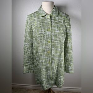 Dialogue Women's Lime White Herringbone Lined Career Jacket Coat - Size 12